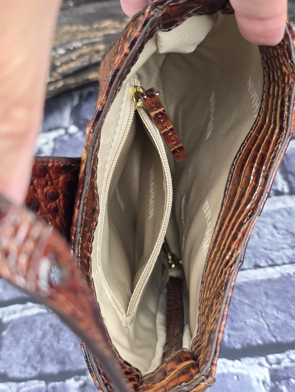 BRAHMIN Marley Small Leather Crossbody - Pecan Melbourne - Picture 6 of 9